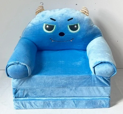 Monster plush kids chair with cartoon face design