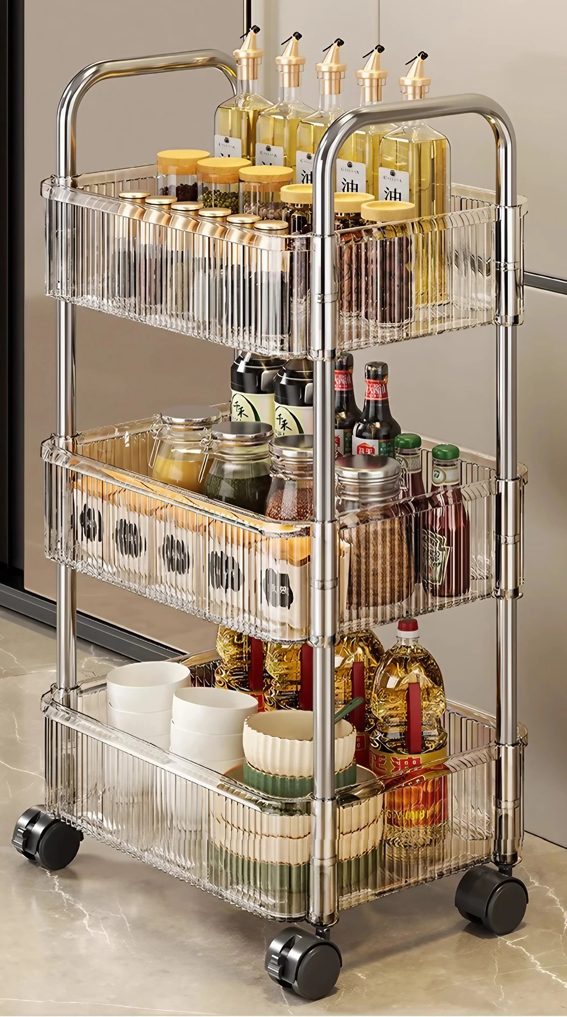 3-Tier Kitchen Rolling Cart