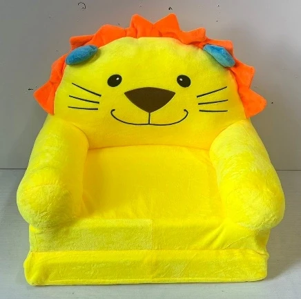 Kids Lion Plush Armchair with Orange Mane and Blue Ears