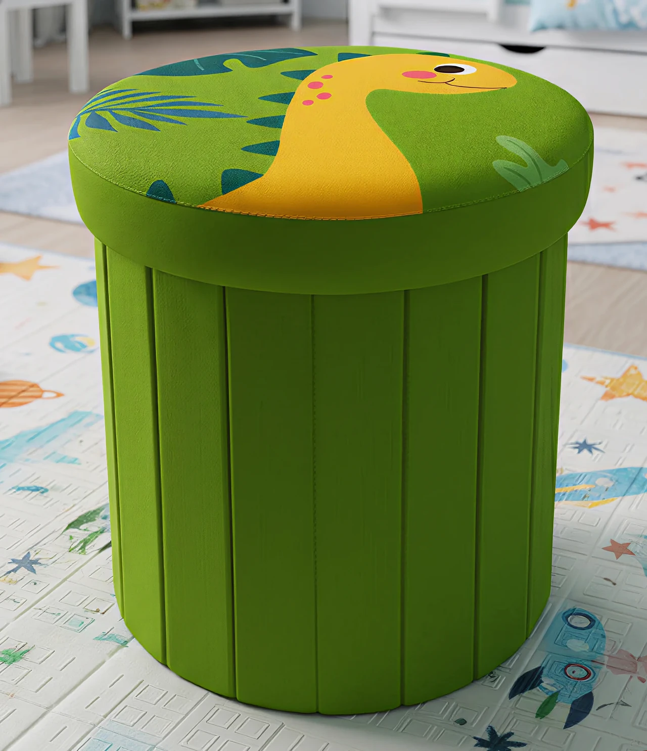 Dinosaur Print Round Storage Ottoman