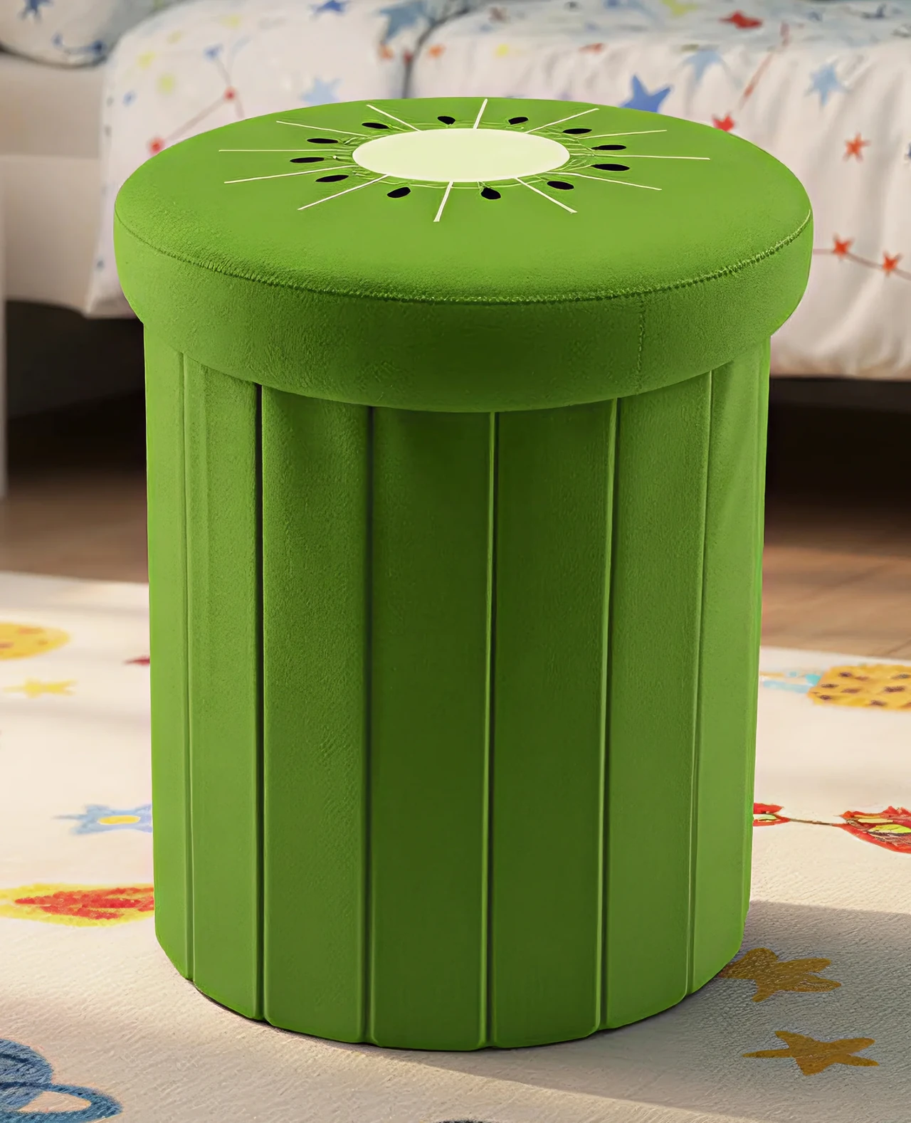 Green Kiwi Pattern Storage Ottoman