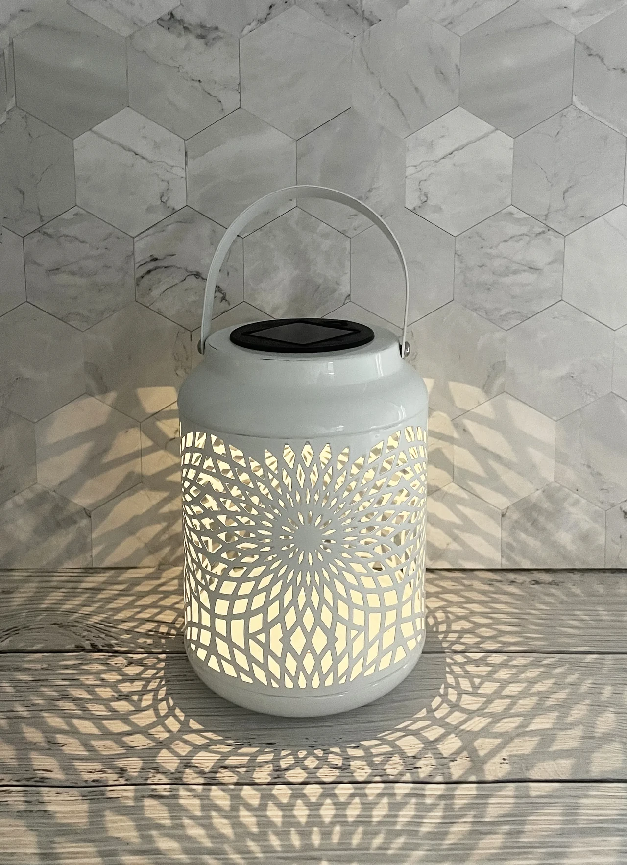 White Solar Decorative Lantern with Handle
