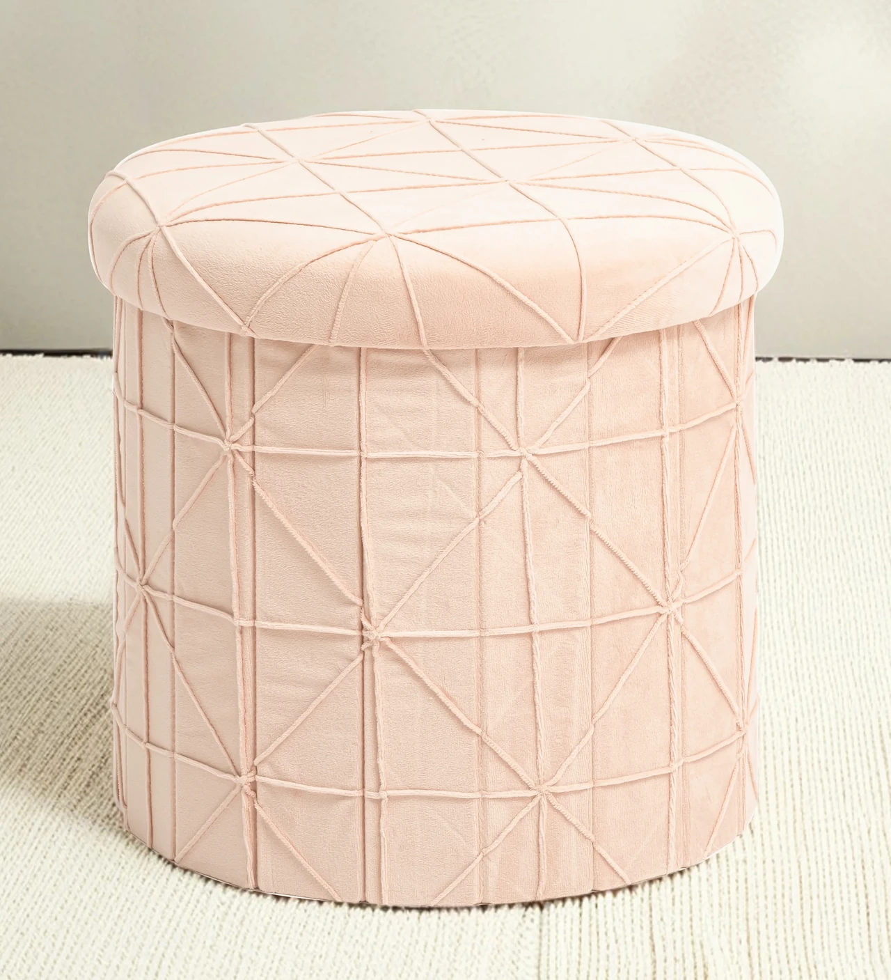 Round Geometric Patterned Ottoman