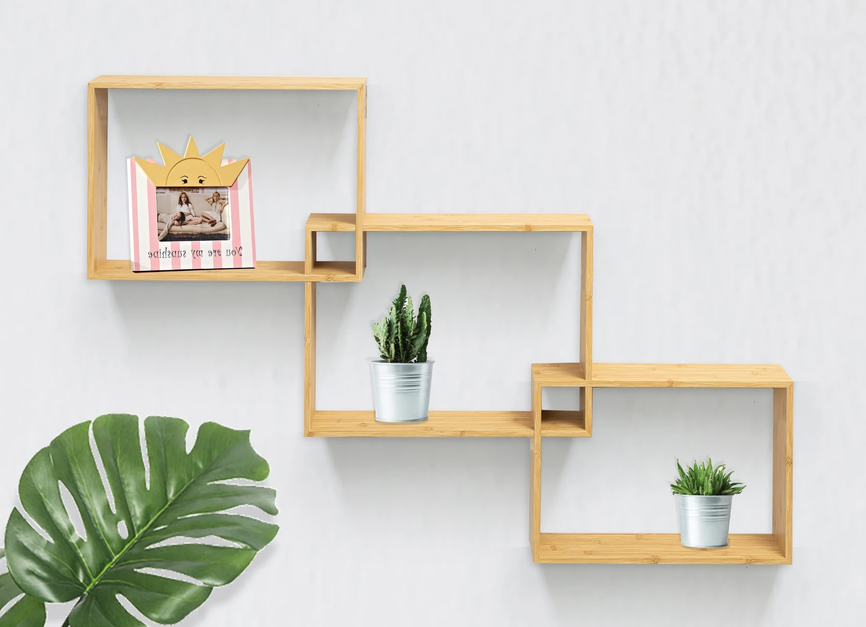 Bamboo Stepped Wall Shelf