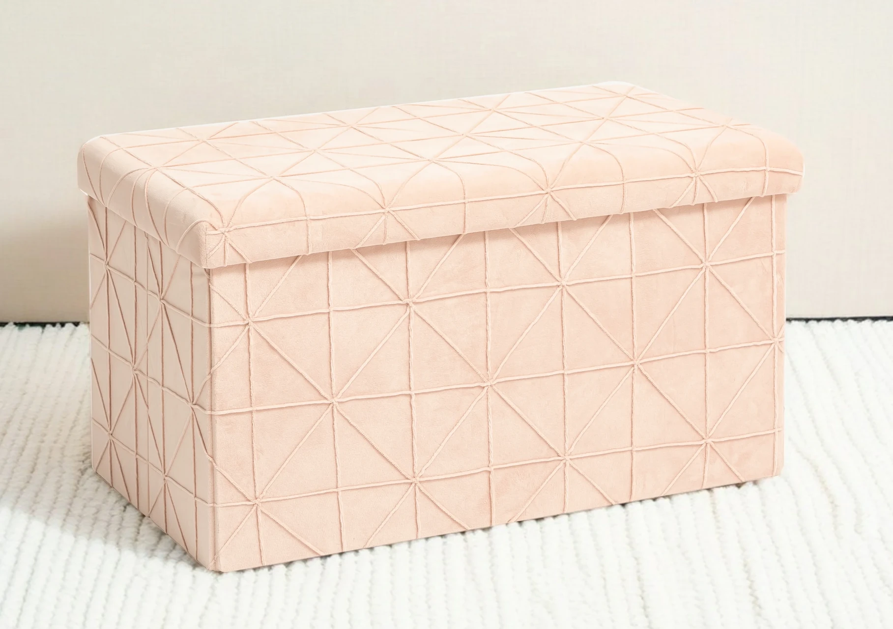 Quilted Geometric Upholstered Storage Ottoman