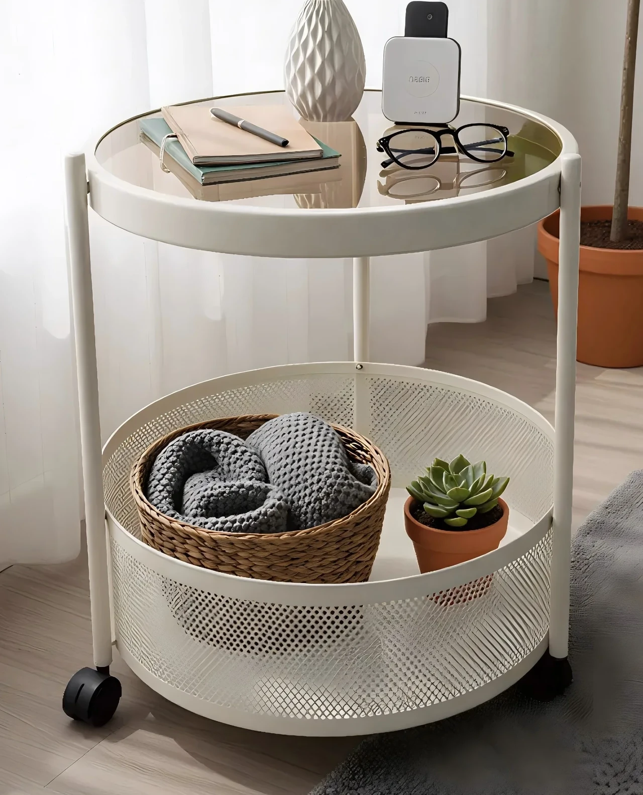 Two-tier glass top utility cart