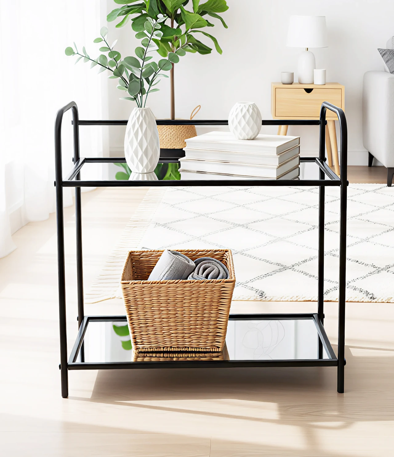 2-Tier Glass Bar Cart