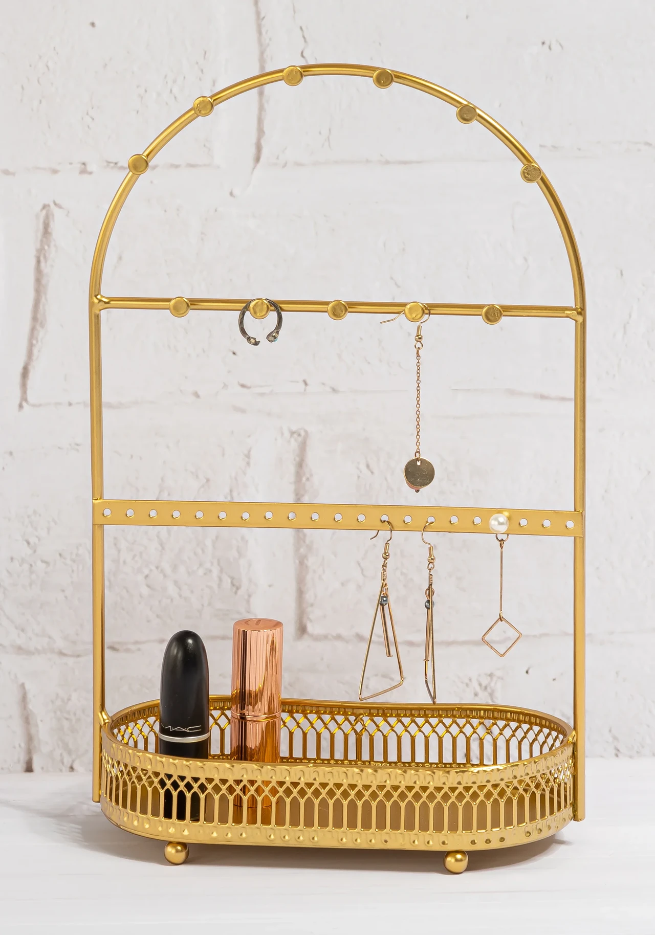 Gold Metal Jewelry Organizer Stand