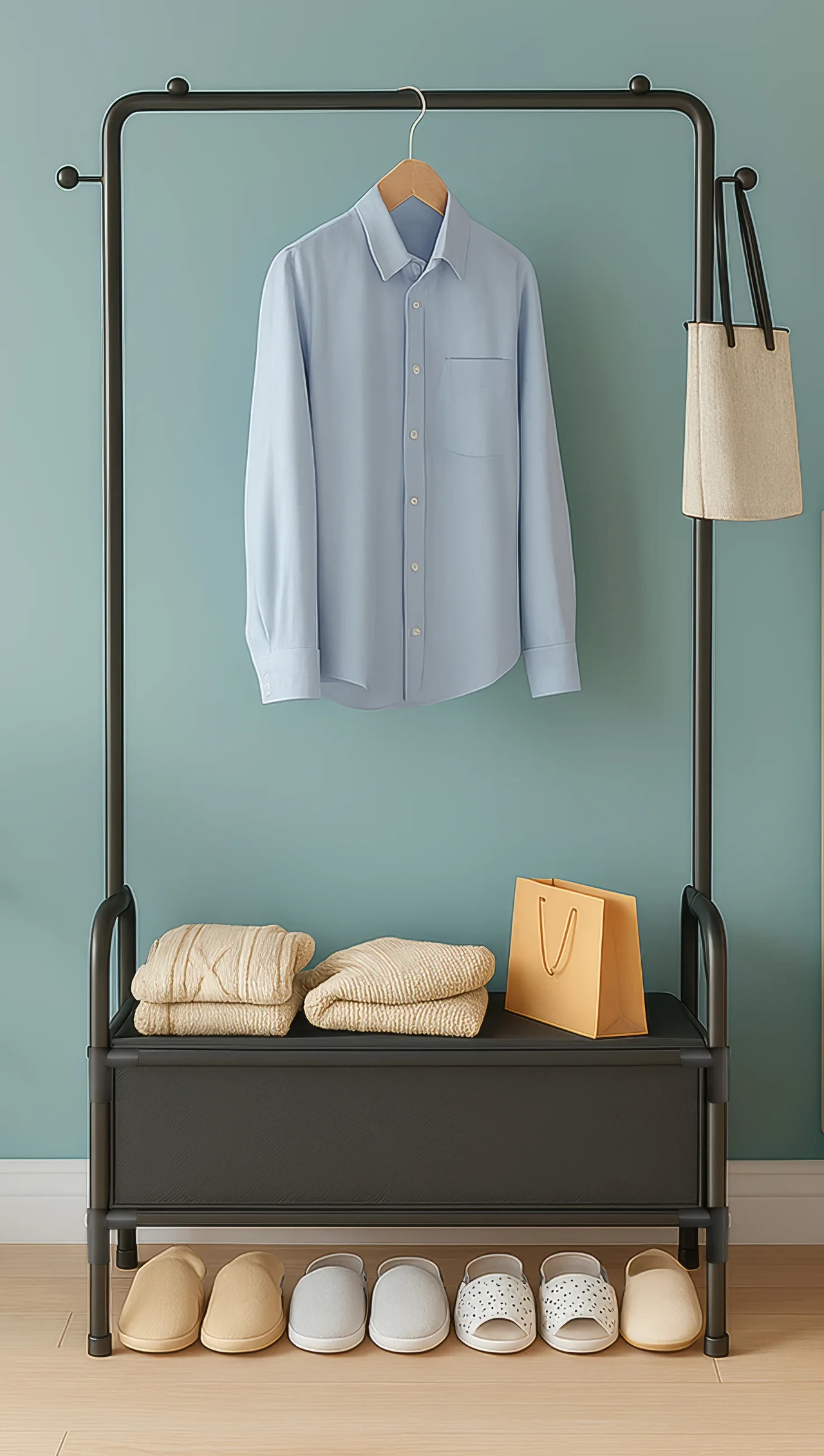 Clothes Rack with Storage Bench