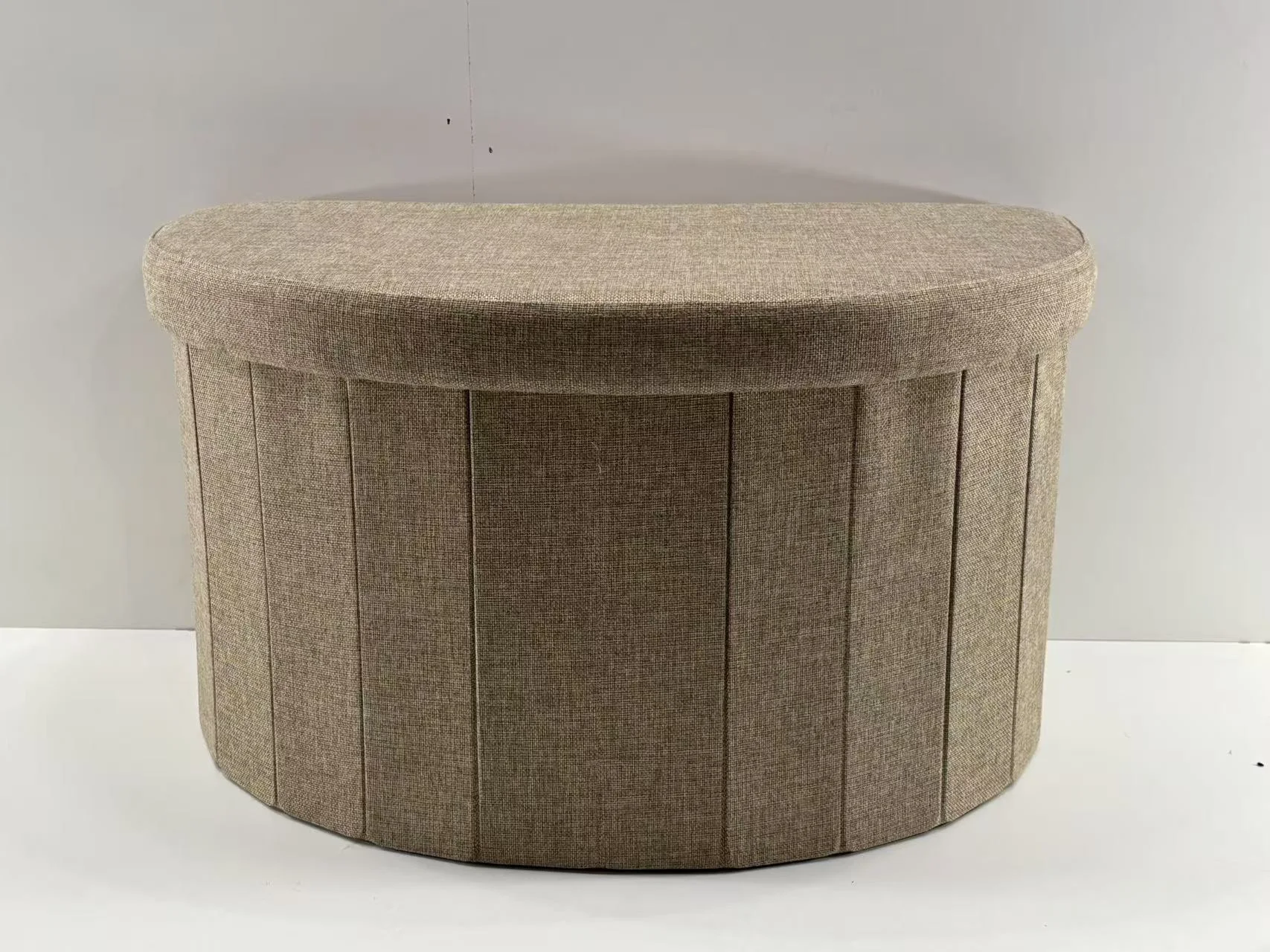 Semi-Circular Fabric Storage Ottoman