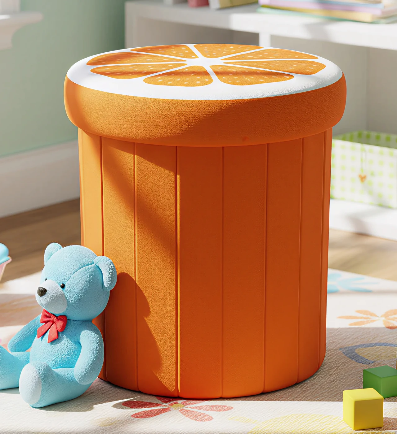 Orange Slice Pattern Storage Ottoman