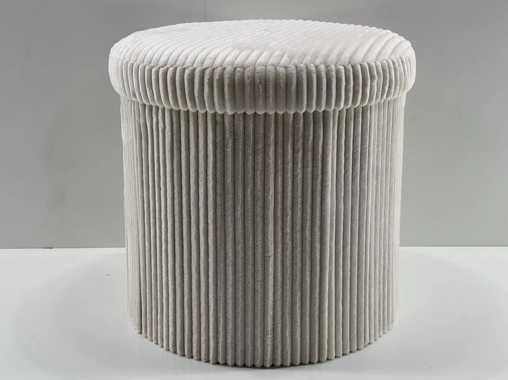 Corduroy Round Folding Storage Stool