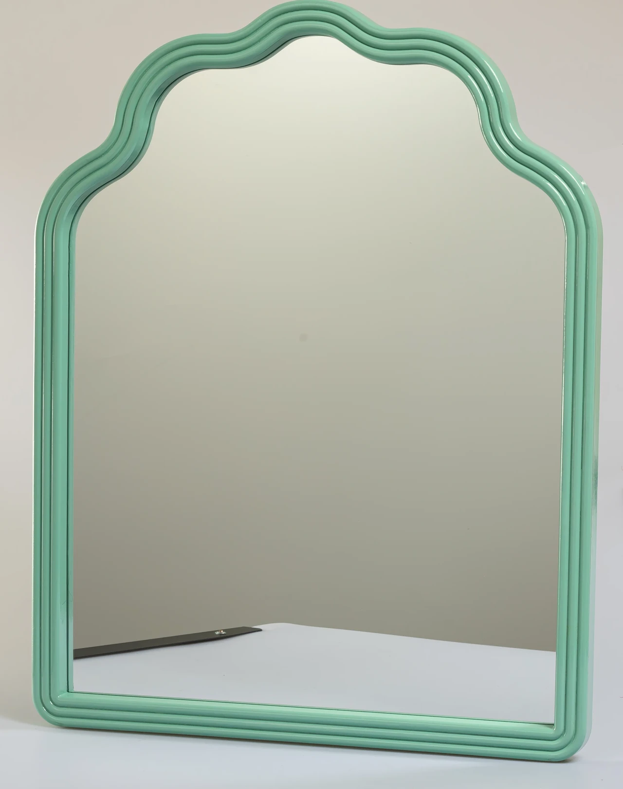 Wavy Top Green Frame Mirror