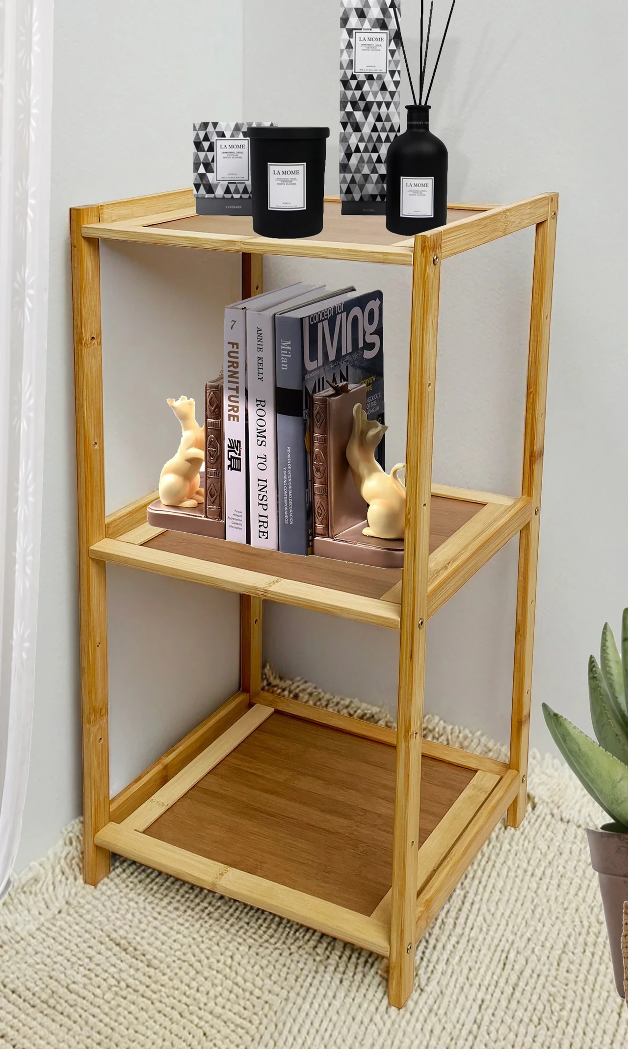 3-Tier Bamboo Wood Storage Shelf