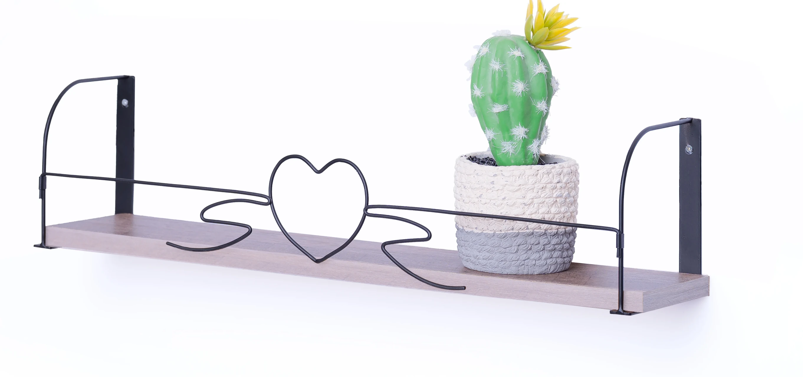 Wooden Wall Shelf with Heart Design