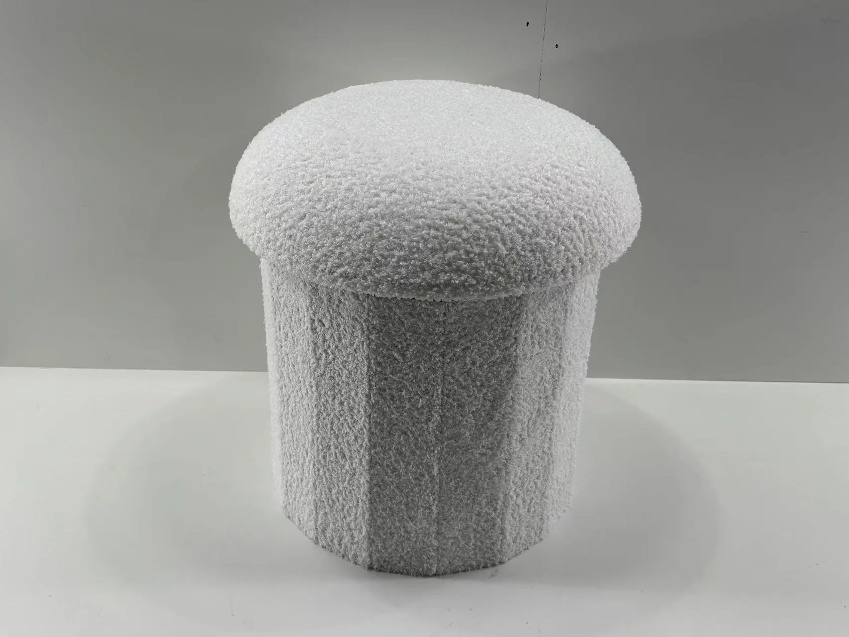 Foldable Storage Stool with Plush Teddy Velvet Upholstery