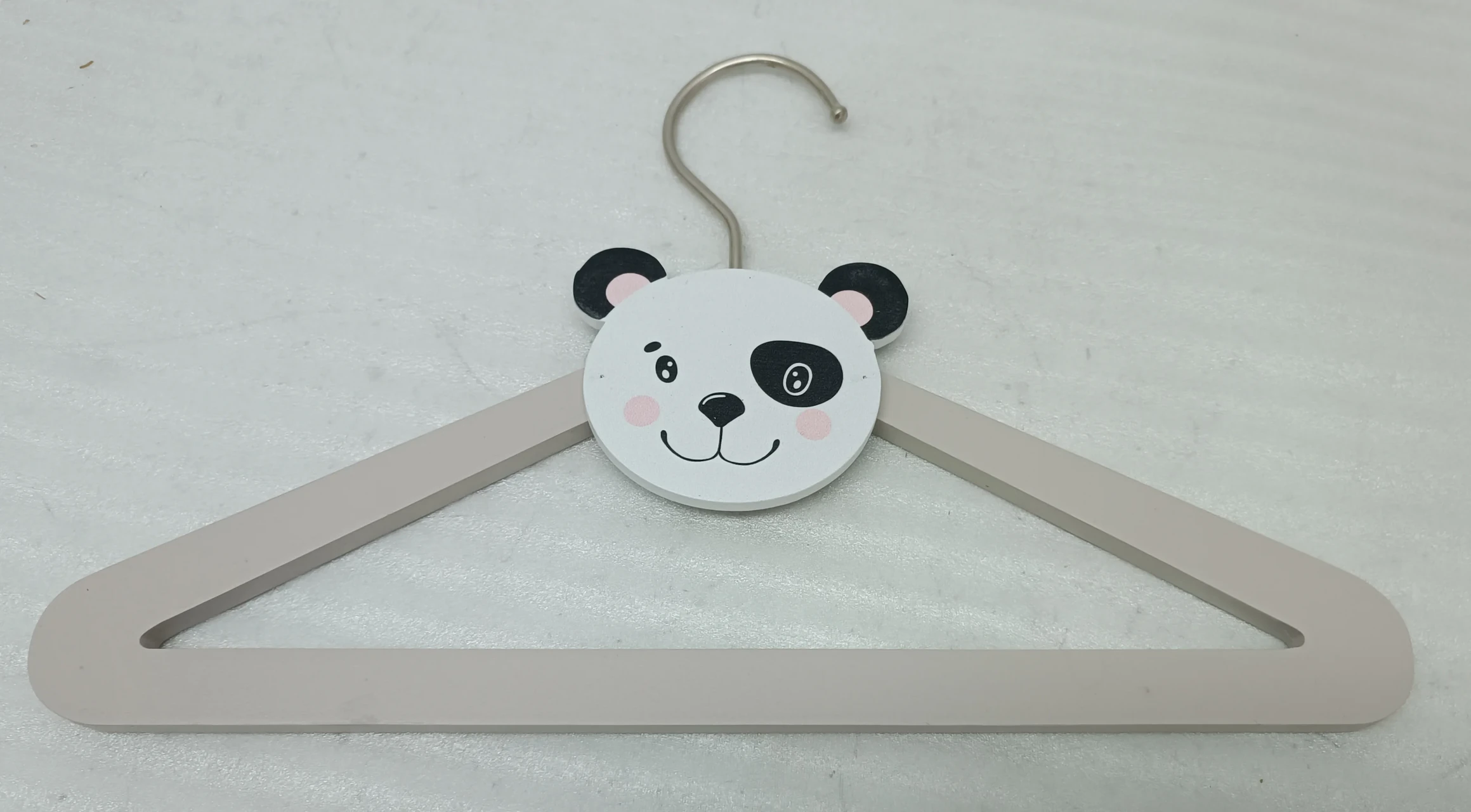 Wooden Clothes Hanger with Cute Panda Face Decoration