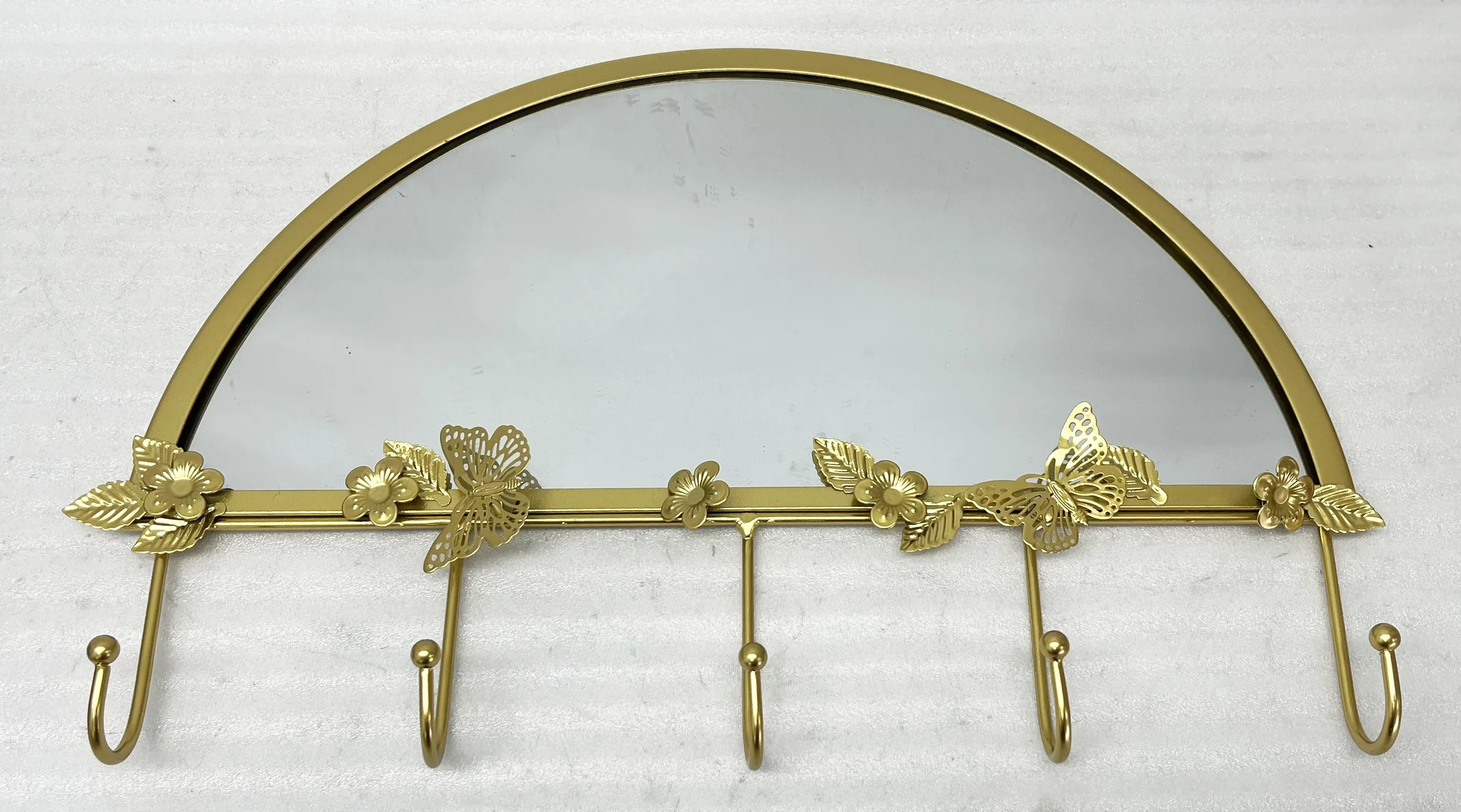 Semi-Circle Decorative Wall Mirror with Hooks
