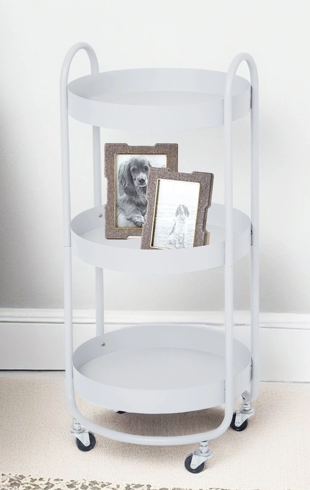 White 3-Tier Rolling Cart