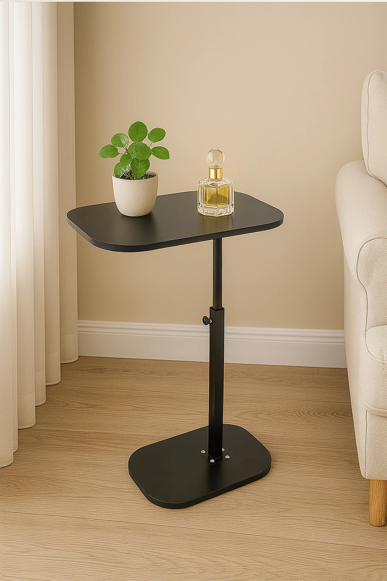 Adjustable Height Metal Side Table