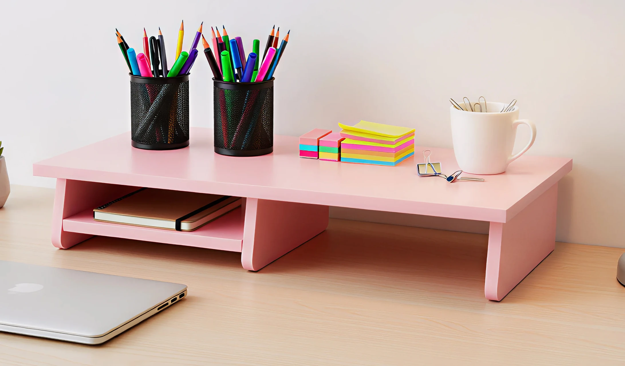Pink Desktop Organizer Shelf