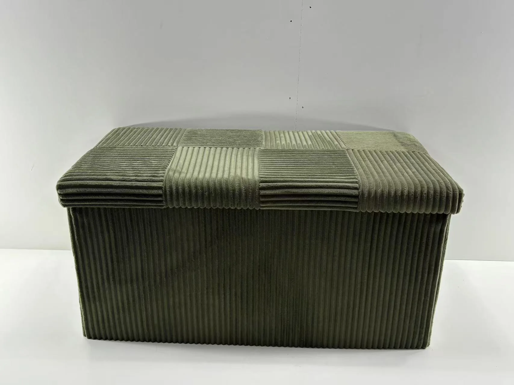 Corduroy Patchwork Storage Ottoman