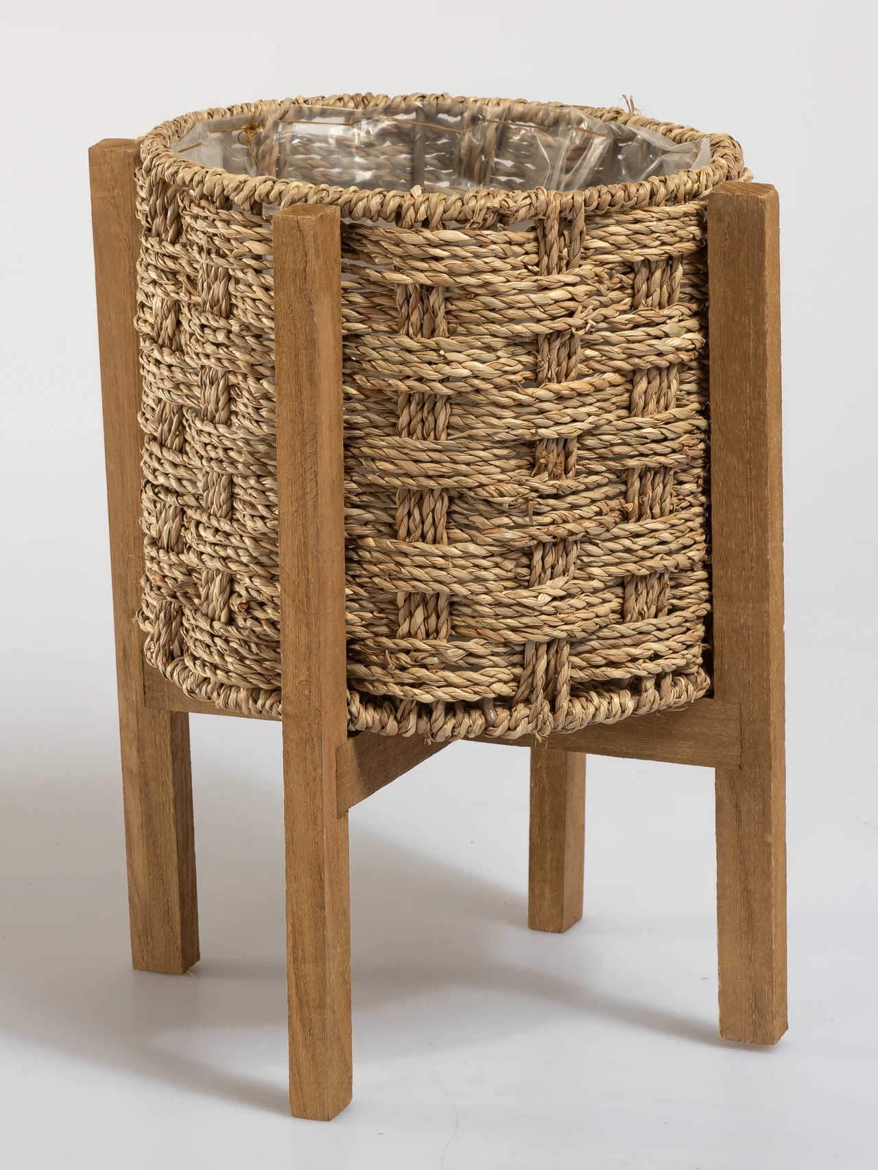 Woven Rope Basket Planter Stand