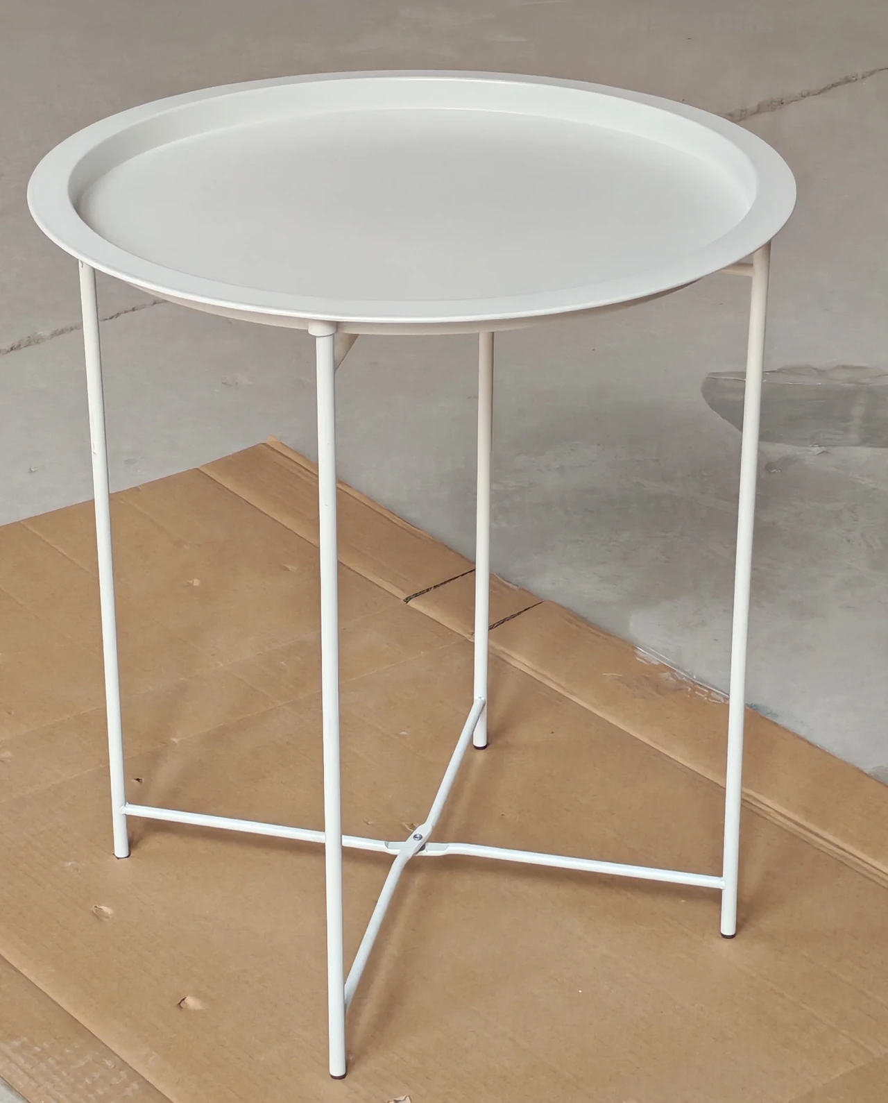 Round White Metal Side Table