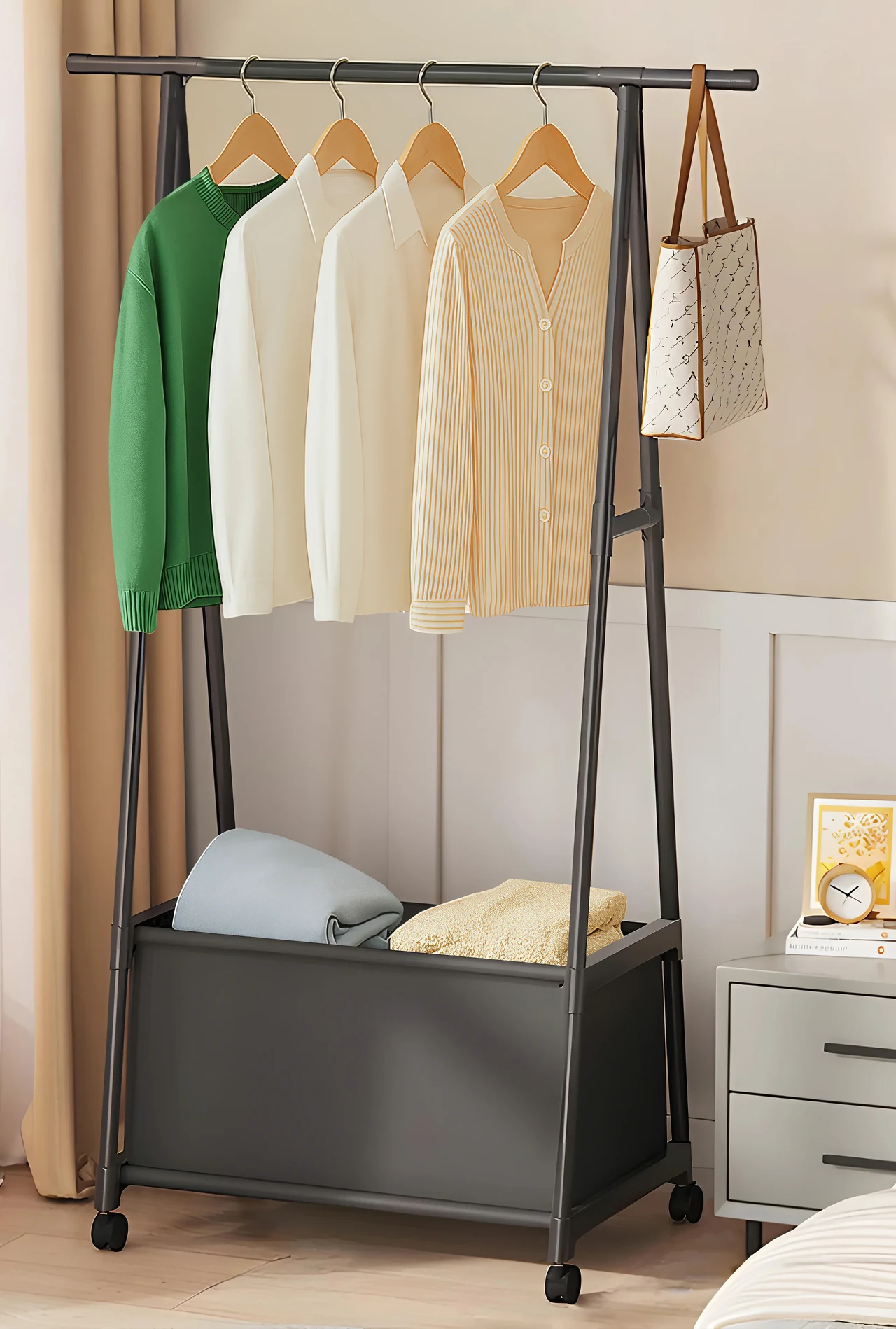 Portable Clothes Rack with Storage Box