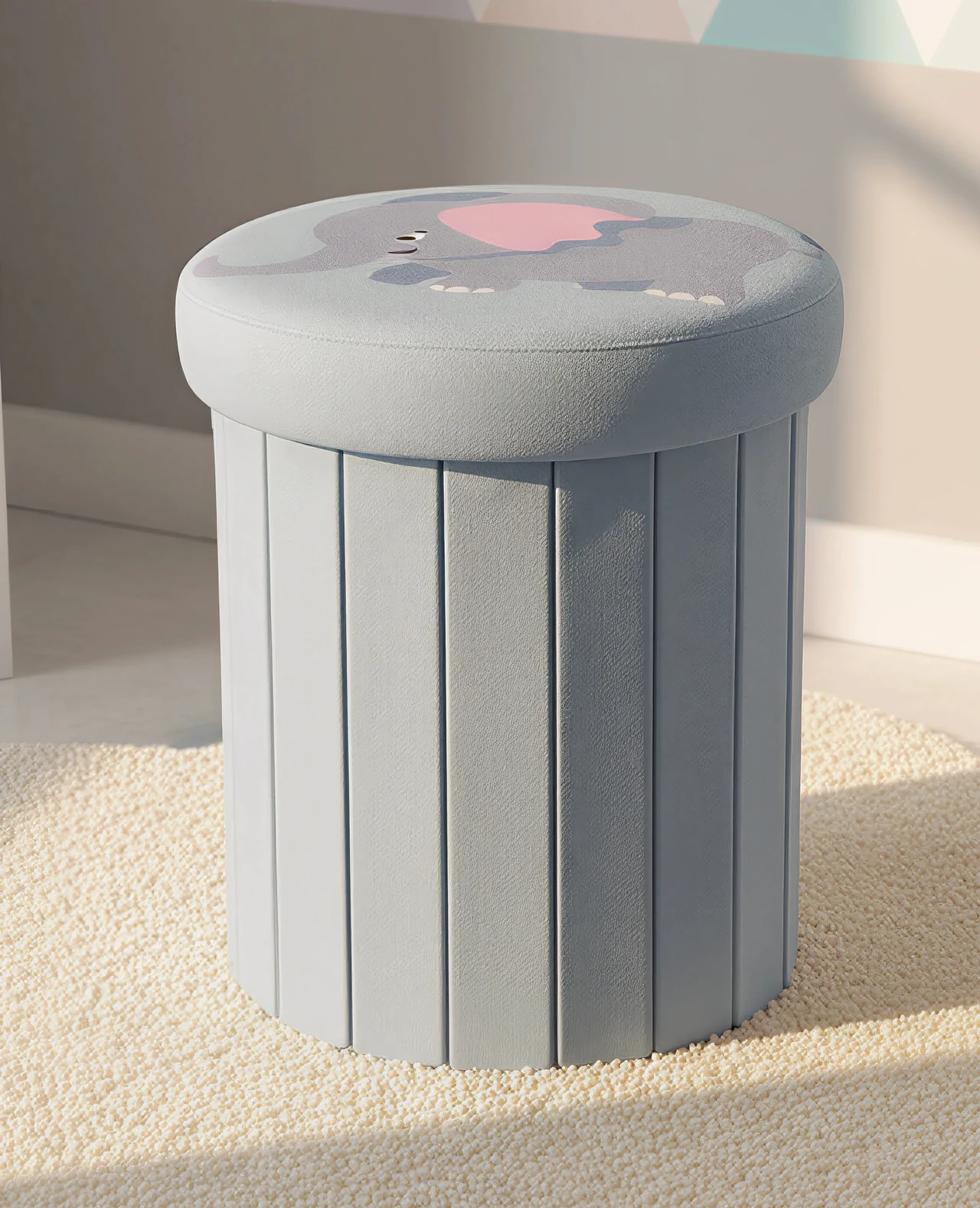 Elephant Print Fabric Stool