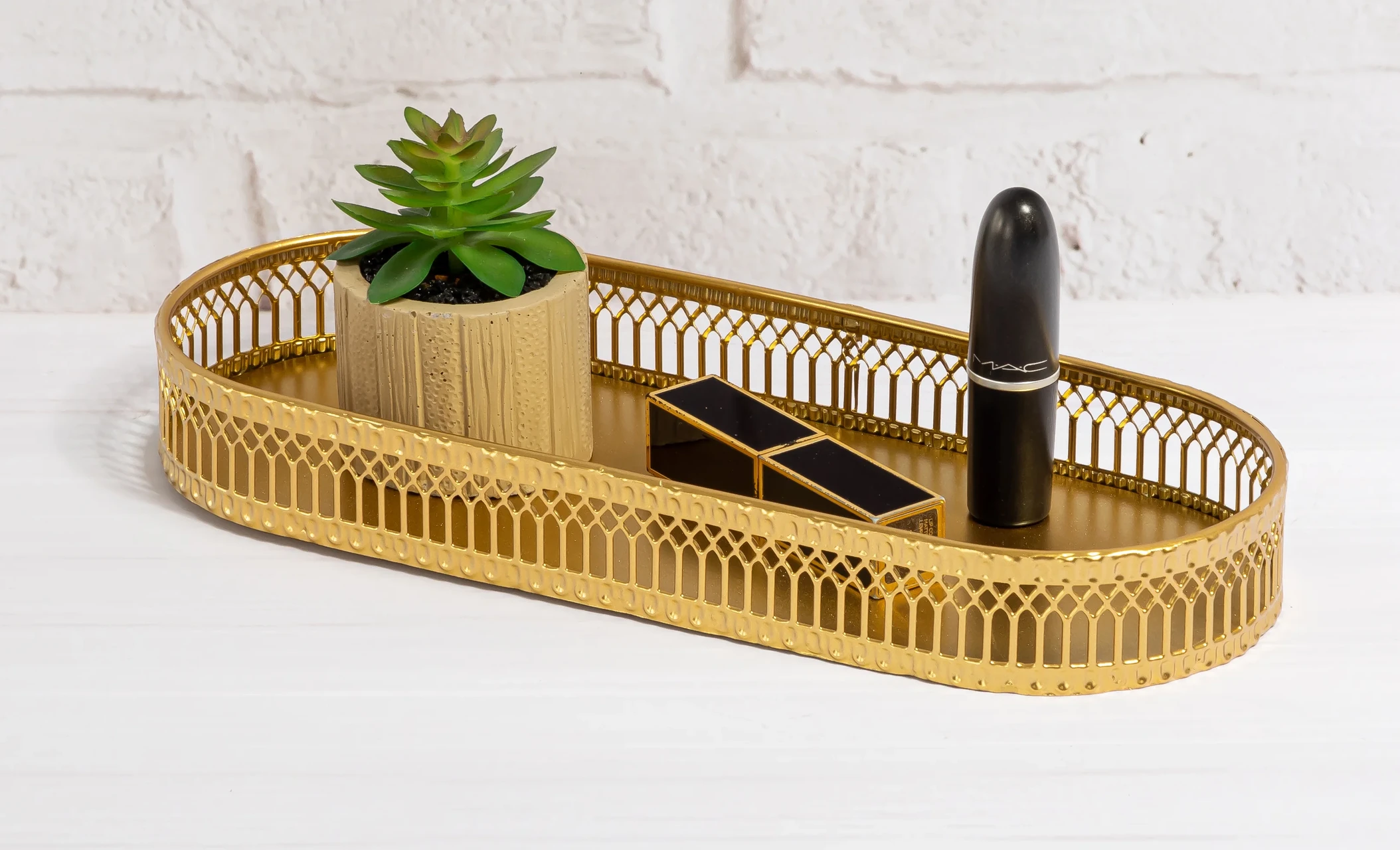 Gold Oval Decorative Tray