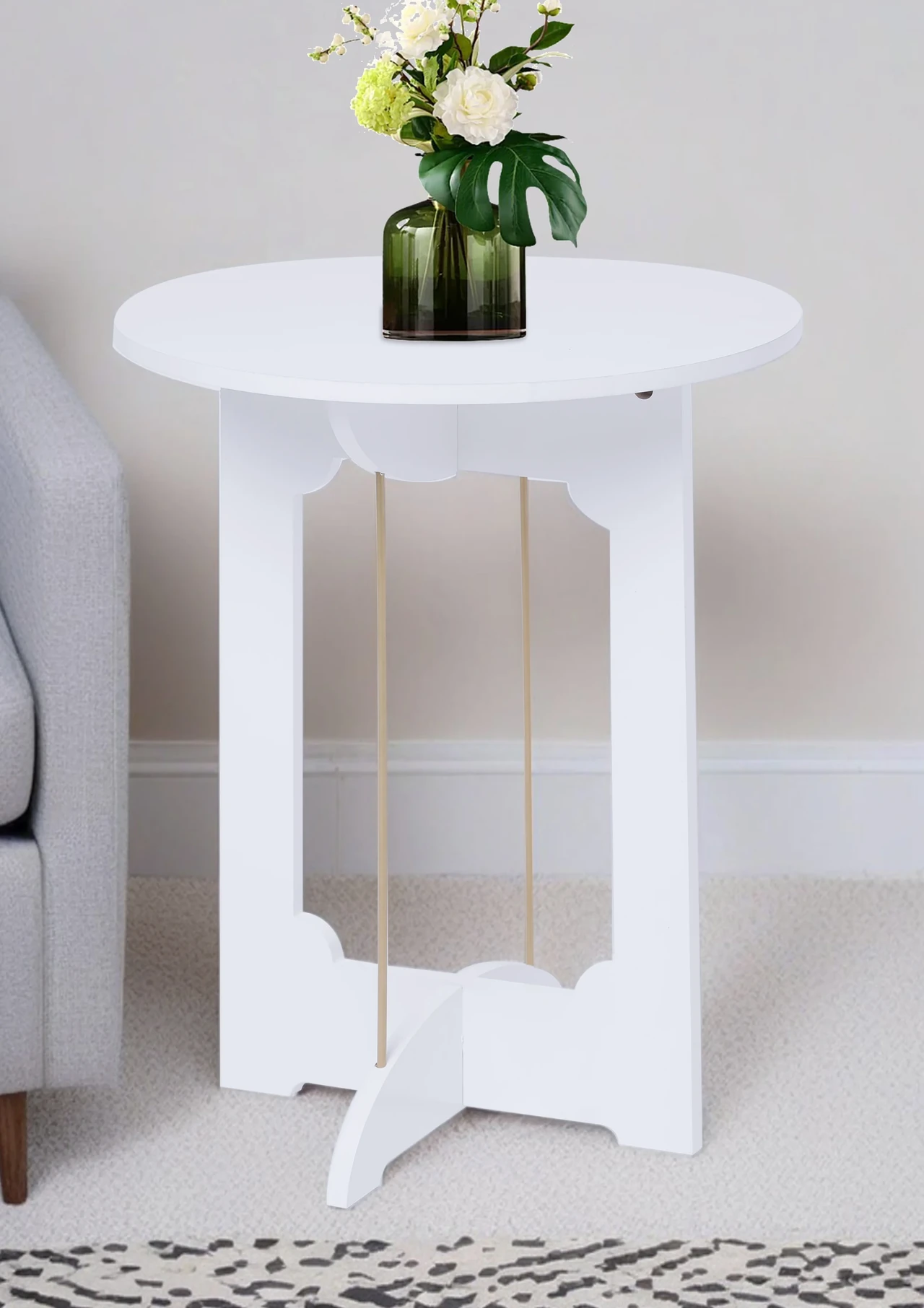 Modern Round White Side Table