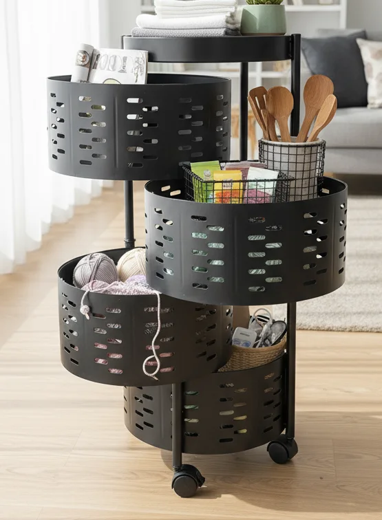 4-Tier Rolling Metal Basket Storage Cart