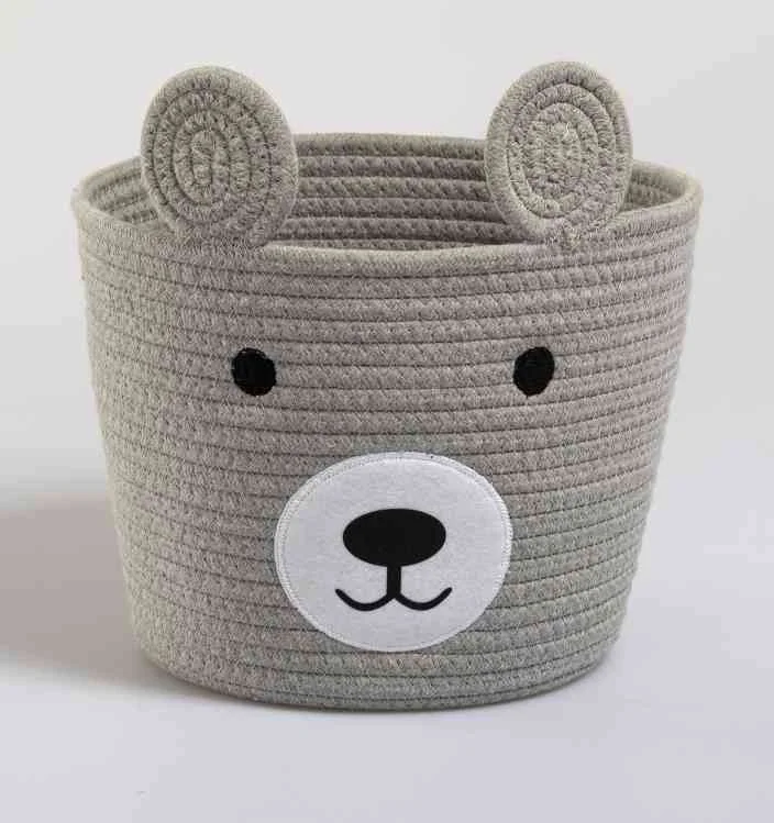 Corded Bear Face Storage Basket