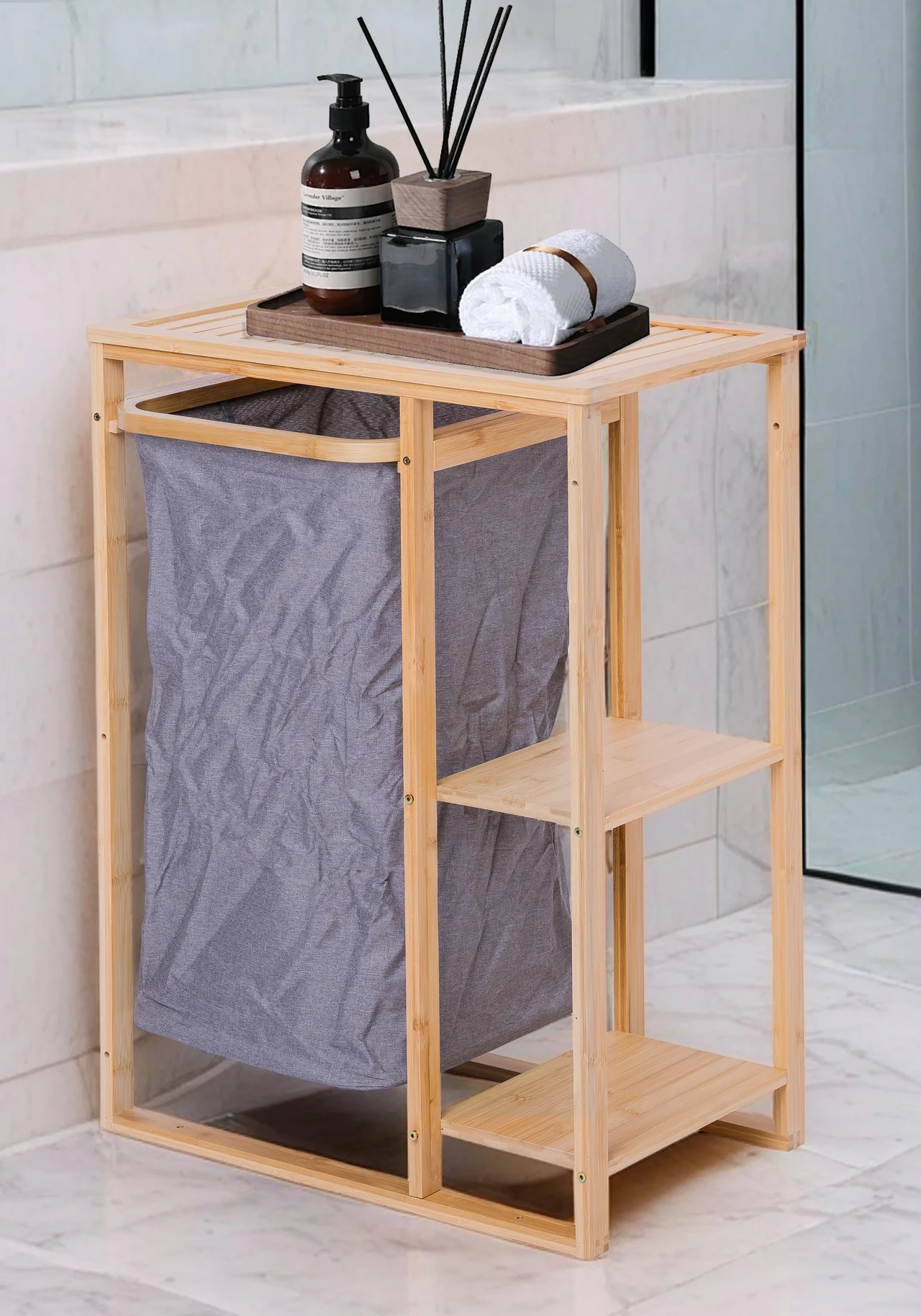 Bamboo Laundry Hamper Stand