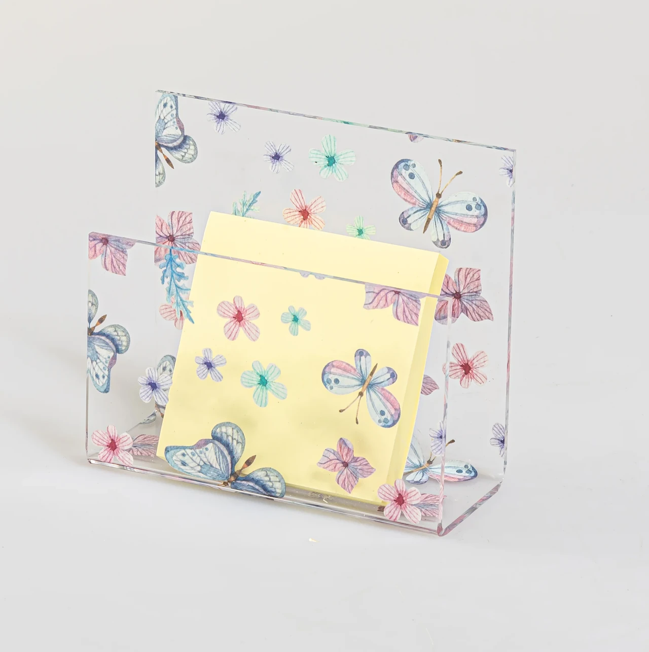 Acrylic Butterfly Pattern Sticky Note Holder