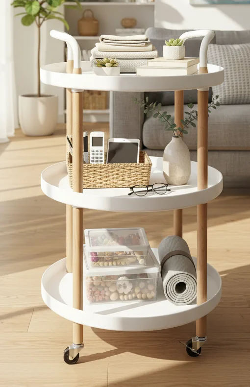 3-Tier Round Rolling Storage Cart