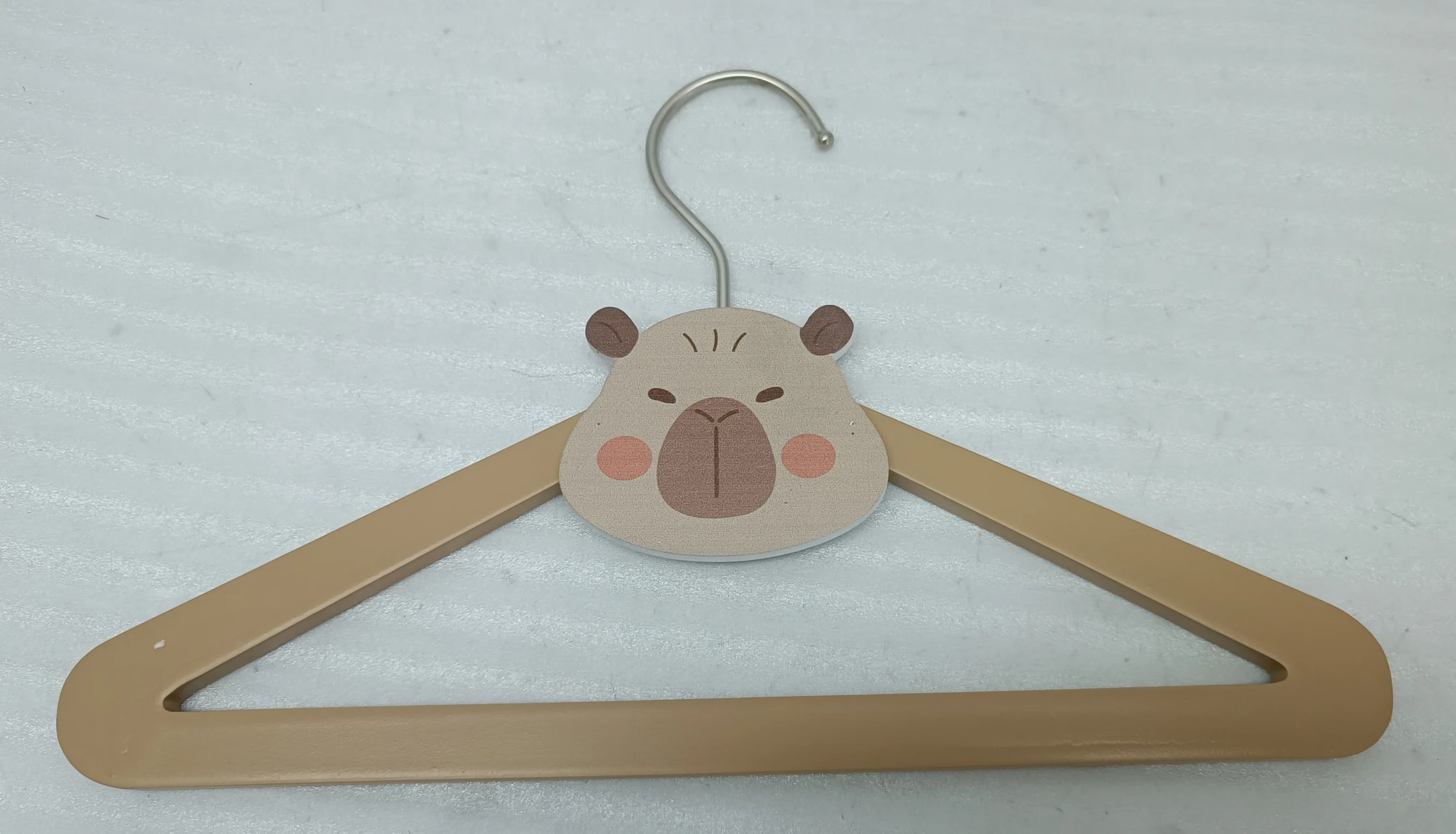 Wooden clothes hanger with cartoon animal face
