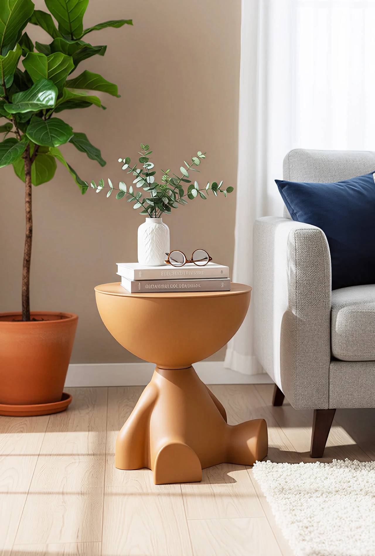 Modern Sculptural Animal Base Side Table