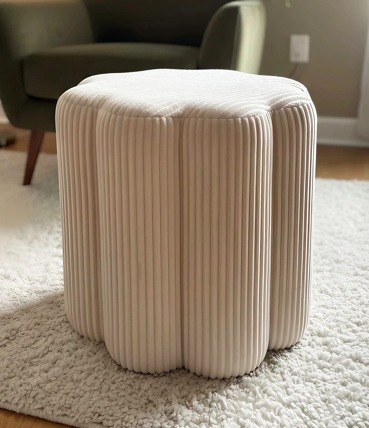 Ruffled Petal Ottoman Stool