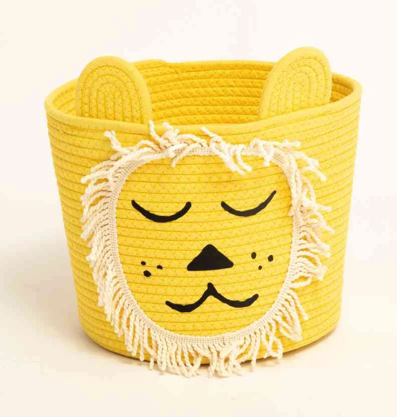 Lion Face Woven Storage Basket for Kids