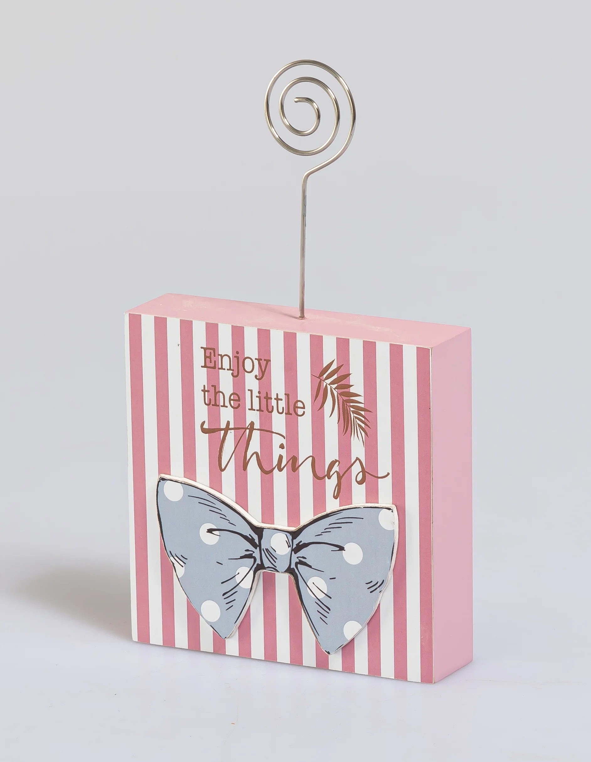 Pink Striped Wooden Photo Holder