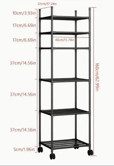 6-Tier Rolling Metal Storage Rack