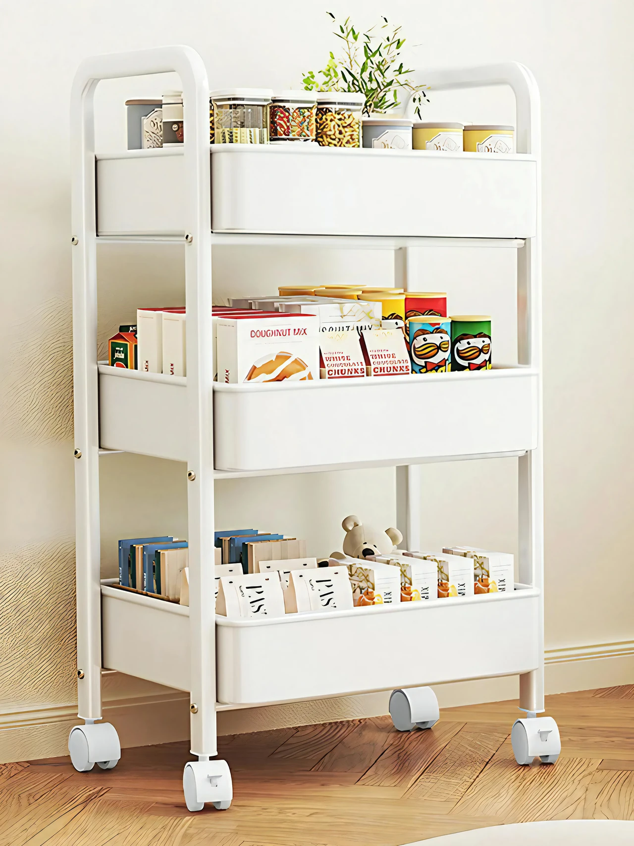 3-Tier Rolling Storage Cart with Drawers