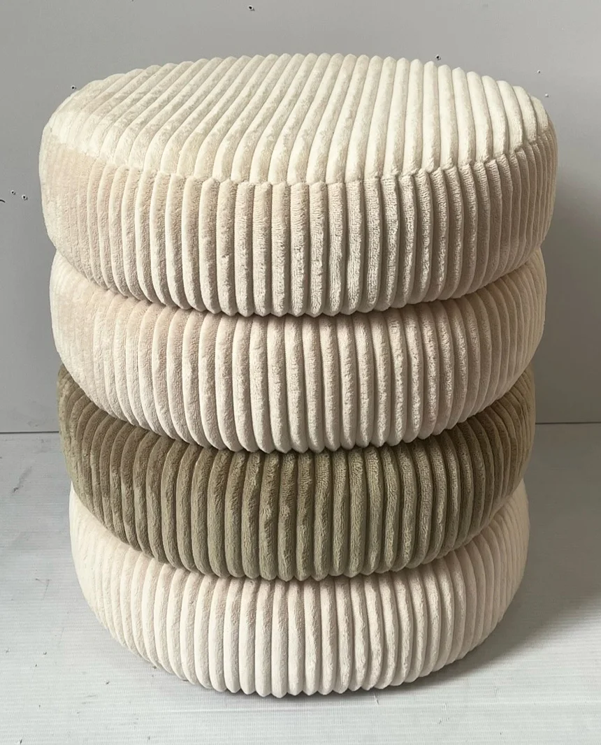Corduroy Round Ottoman Stool