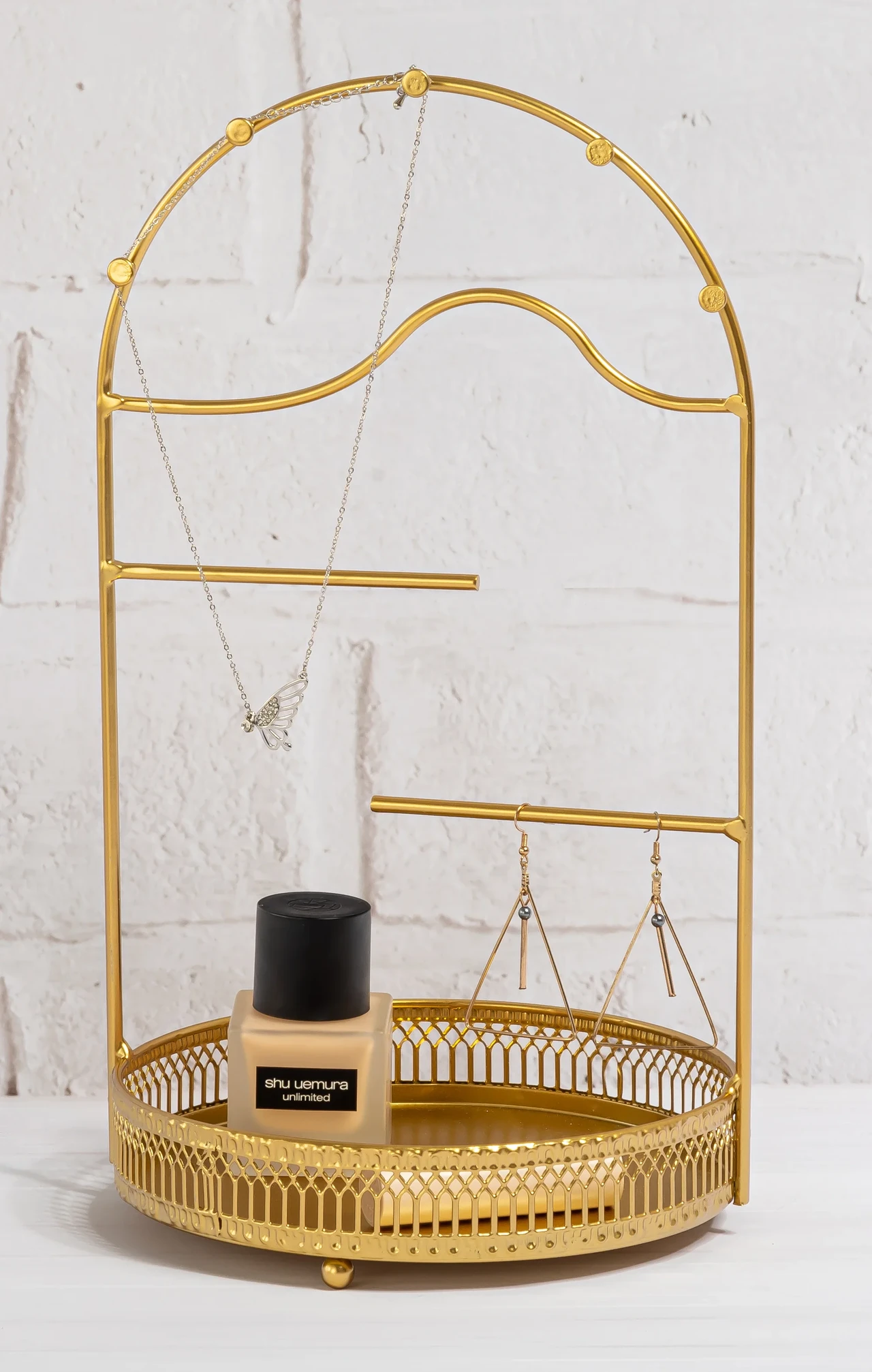 Gold Metal Jewelry Organizer Stand